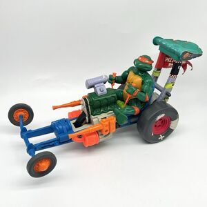 Vtg TMNT 1990 Playmates SEWER DRAGSTER & Leonardo Teenage Mutant Ninja Turtles